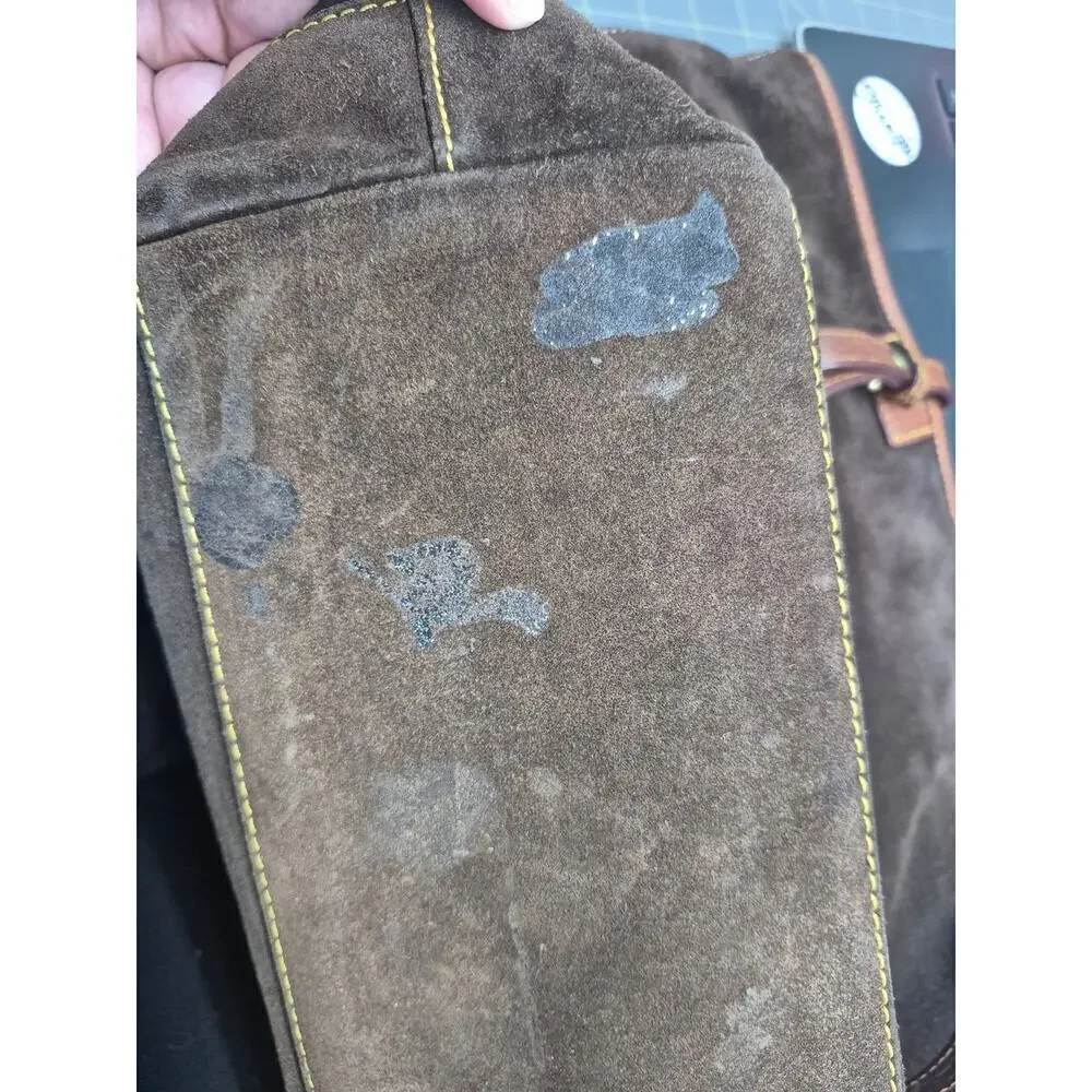 Authentic Dooney & Bourke Brown Suede Satchel Purse Large